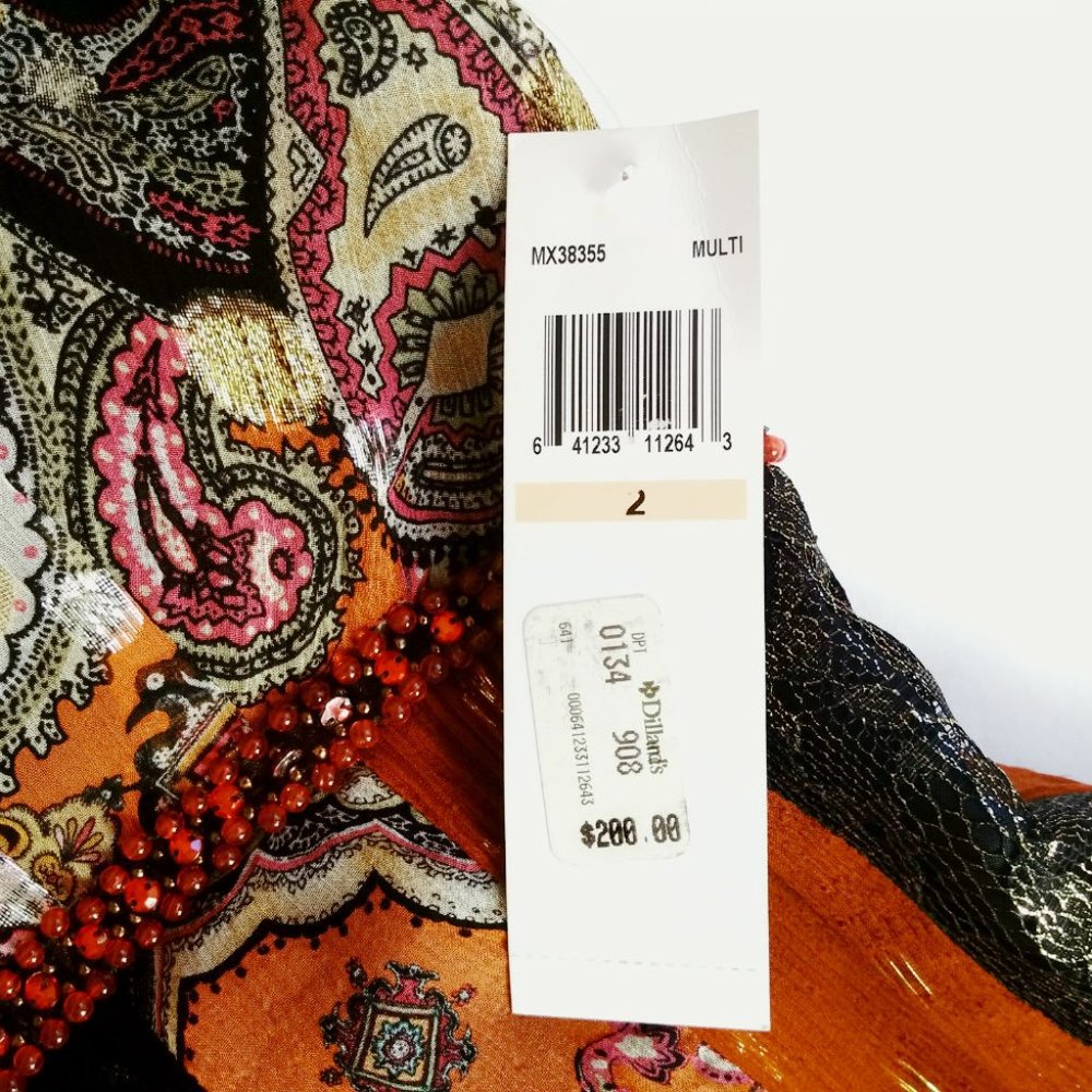 NWT Muse Empire Waist Silk Crepe Lace Multicolor Knee Length Dress - Picture 8 of 10